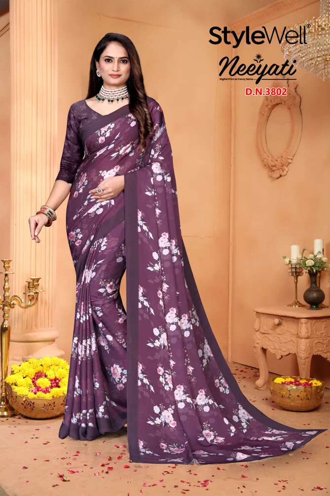 Neeyati By Stylewell Satin Georgette Designer Sarees Wholesale In India